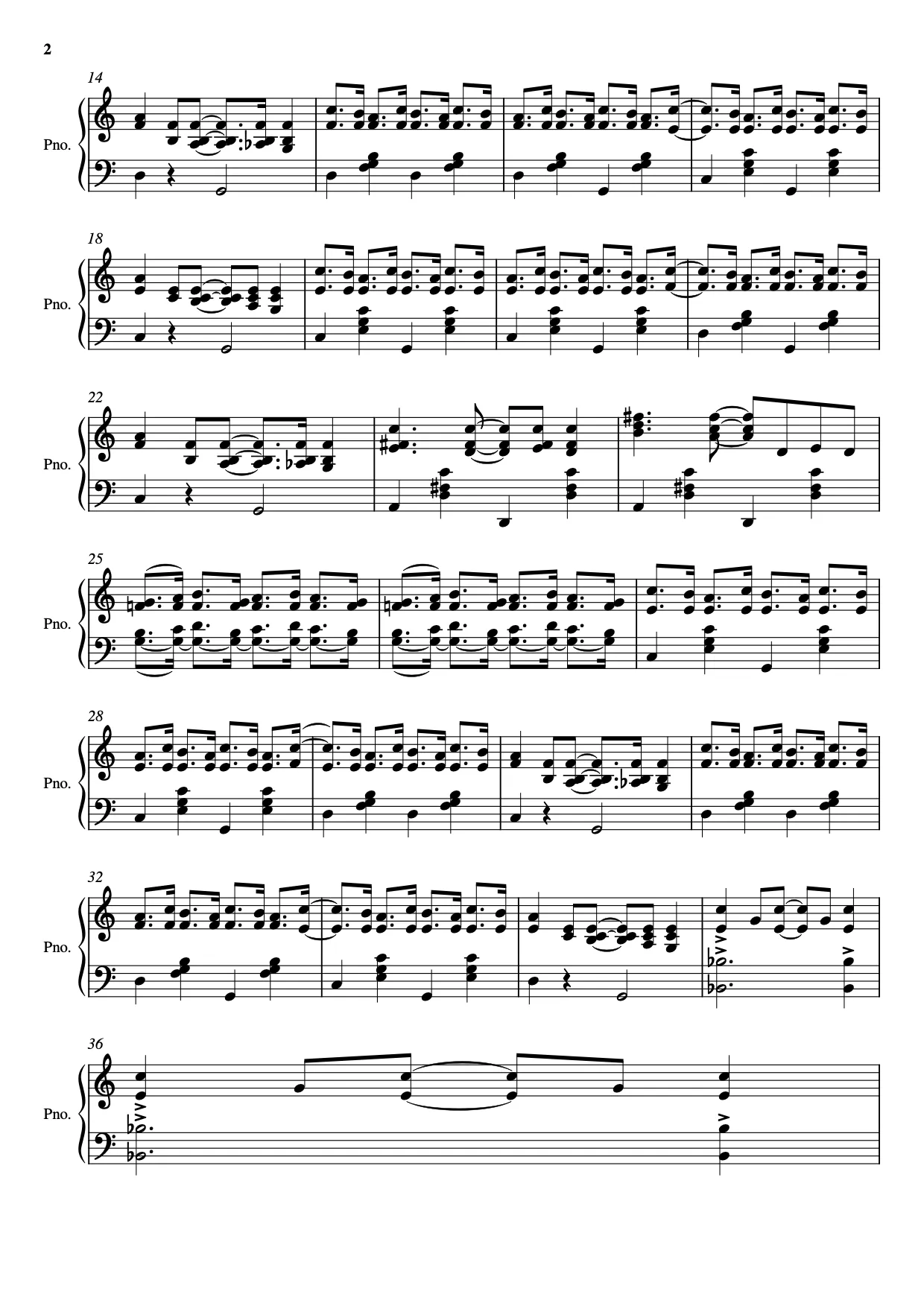 Sheet music page 2, 12th Street Rag - Intermediate Version