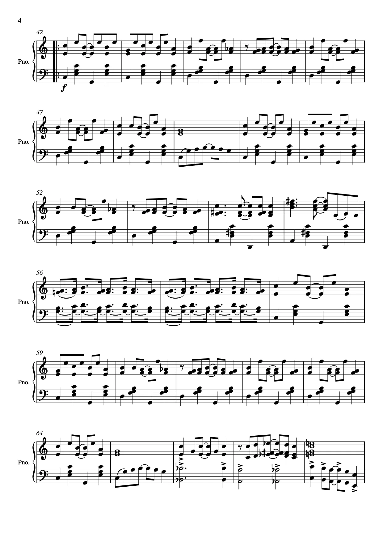 Sheet music page 4, 12th Street Rag - Intermediate Version