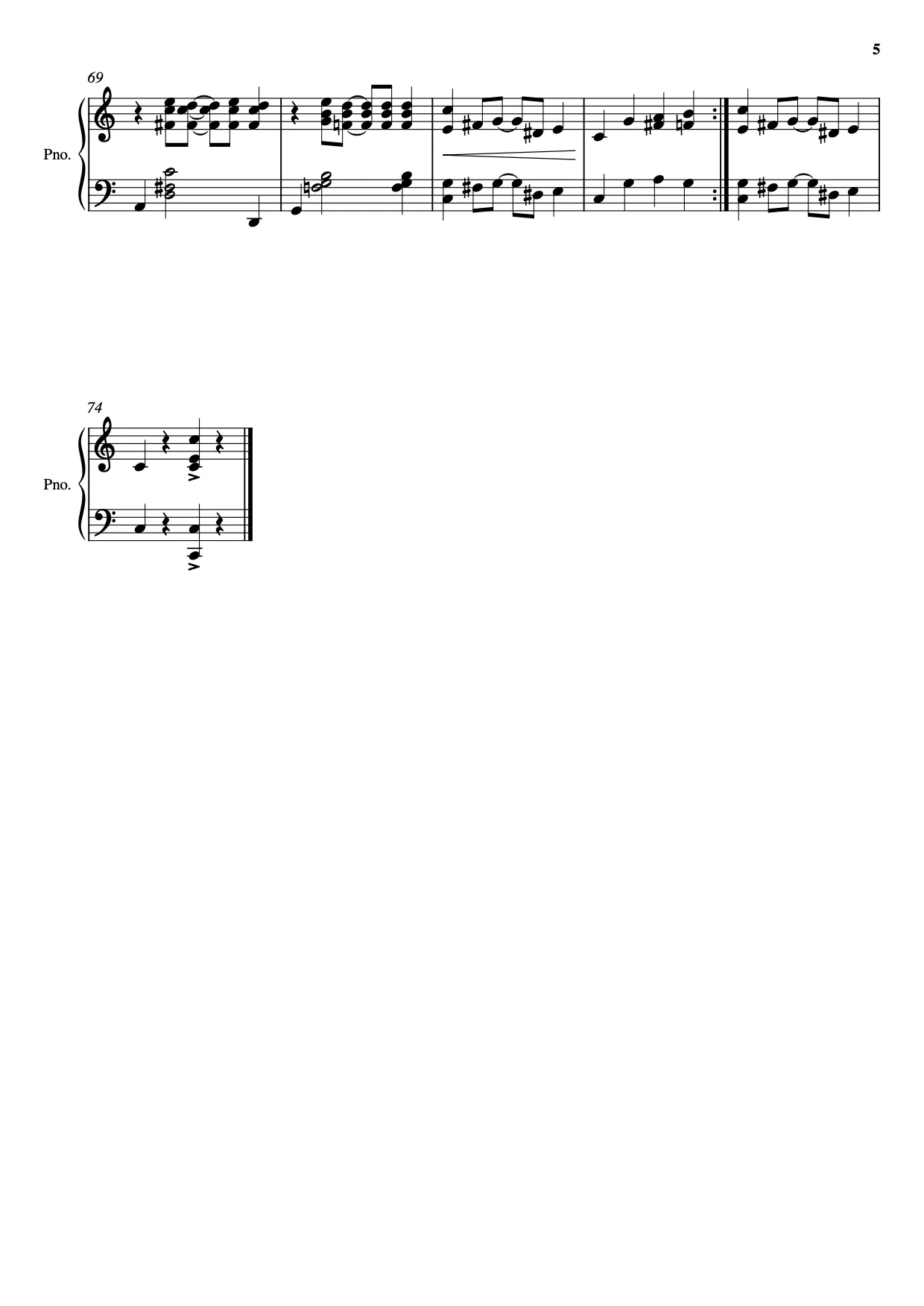 Sheet music page 5, 12th Street Rag - Intermediate Version