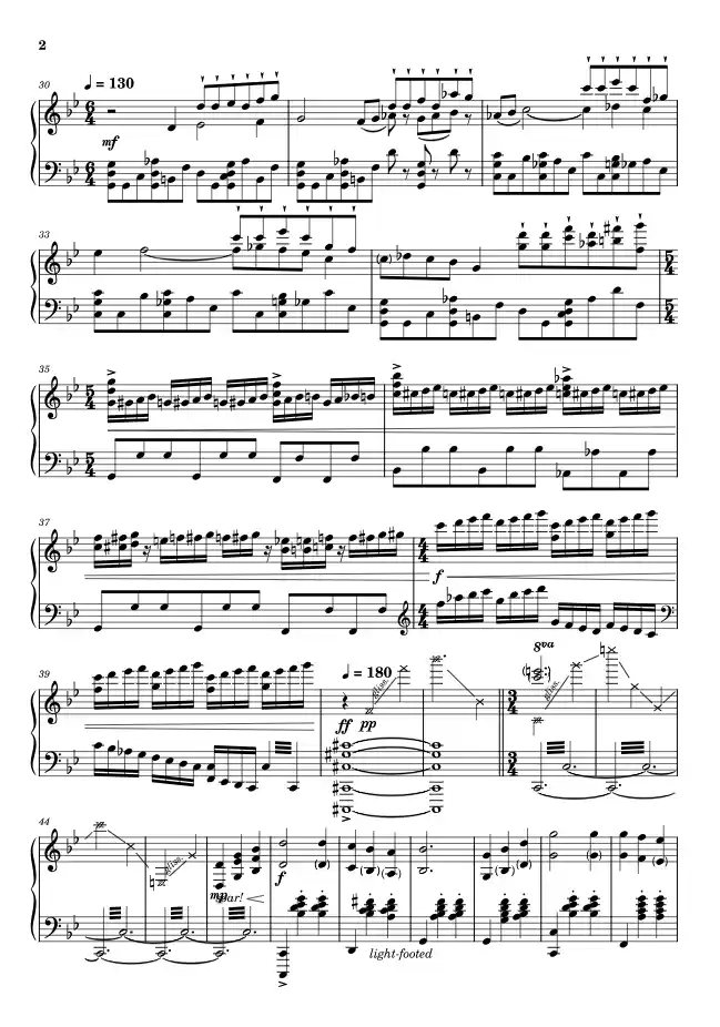 Sheet music page 2 A Walk in the Skies - Advanced Version