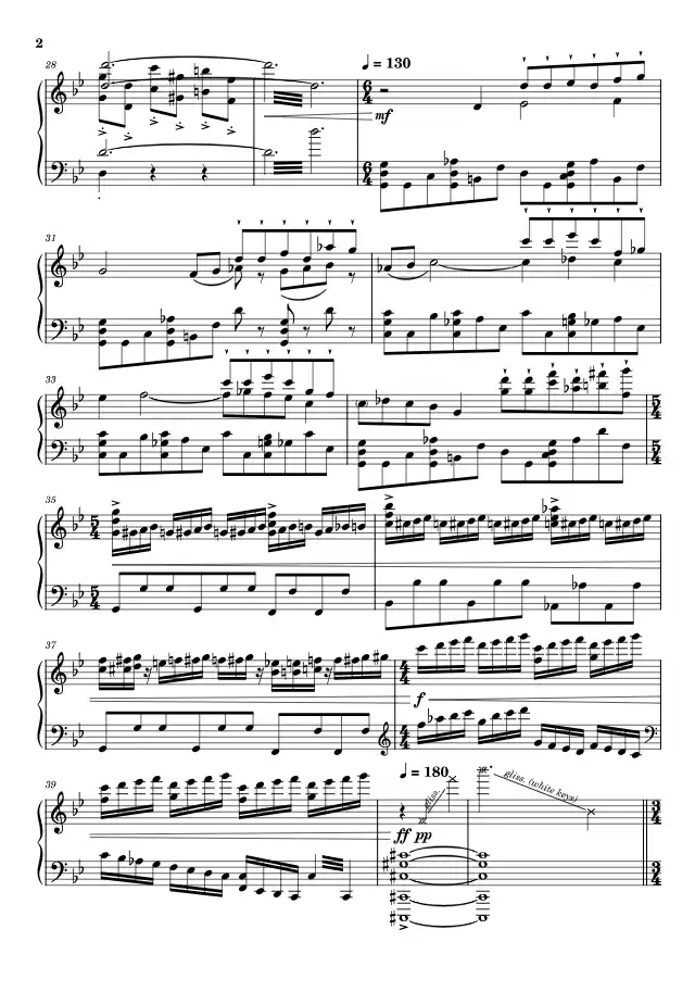 Sheet music page 2 A Walk in the Skies - Intermediate Version