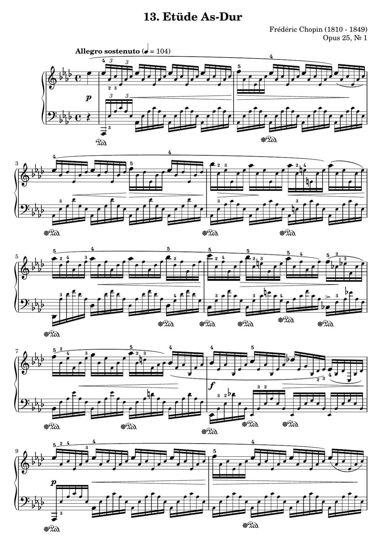 Sheet music page 1, Aeolian Harp Étude (Op. 25 No. 1) - Advanced Version