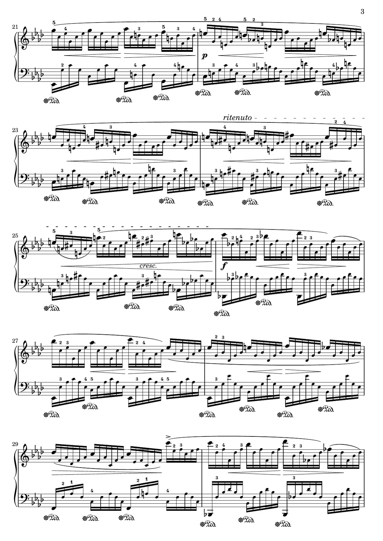 Sheet music page 3, Aeolian Harp Étude (Op. 25 No. 1) - Advanced Version