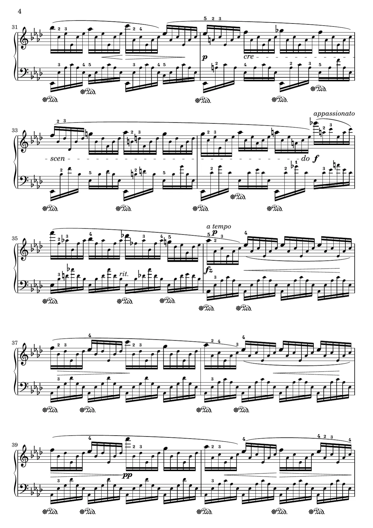 Sheet music page 4, Aeolian Harp Étude (Op. 25 No. 1) - Advanced Version