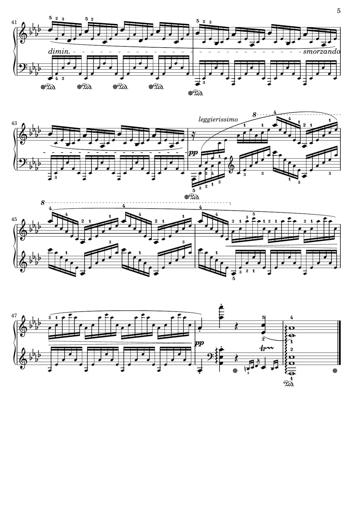 Sheet music page 5, Aeolian Harp Étude (Op. 25 No. 1) - Advanced Version