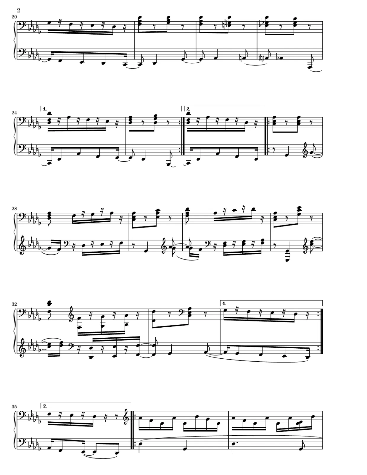 Bladmuziekpagina 2, Appassionata-sonate (2e deel) - Gevorderde versie