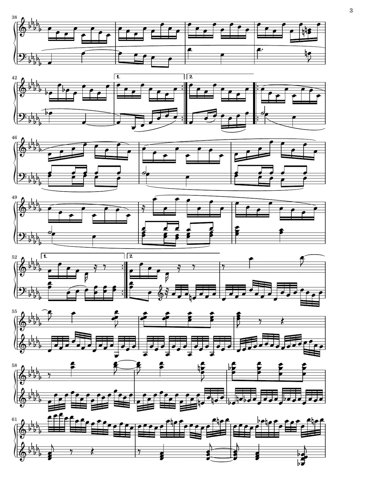 Bladmuziekpagina 3, Appassionata-sonate (2e deel) - Gevorderde versie