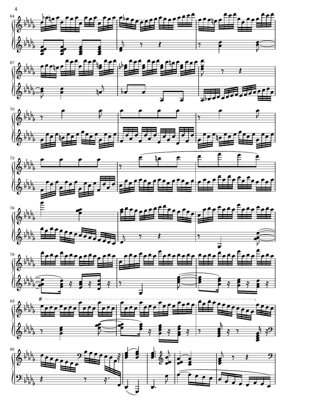 Bladmuziekpagina 4, Appassionata-sonate (2e deel) - Gevorderde versie