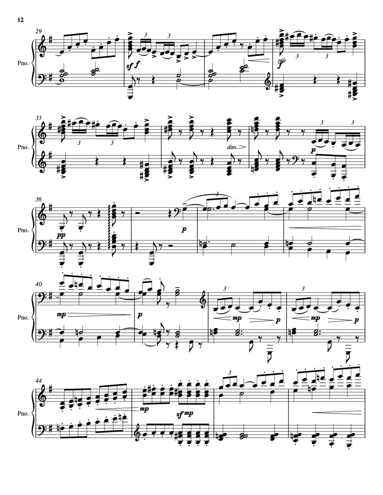Sheet music page 12 Arabesque No. 1 - Advanced Version