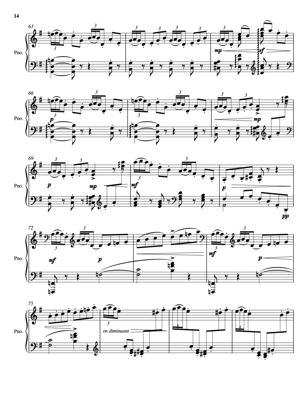 Sheet music page 14 Arabesque No. 1 - Advanced Version