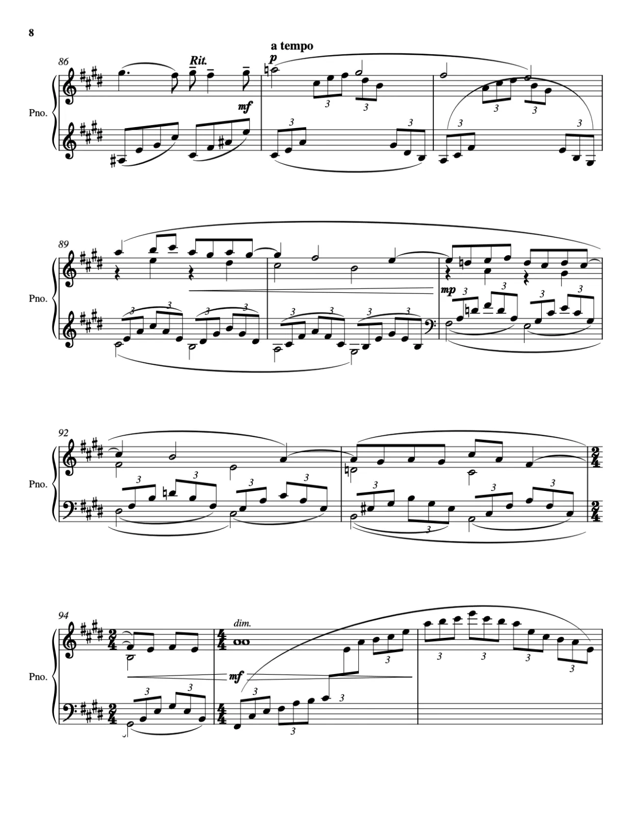 Sheet music page 8 Arabesque No. 1 - Advanced Version