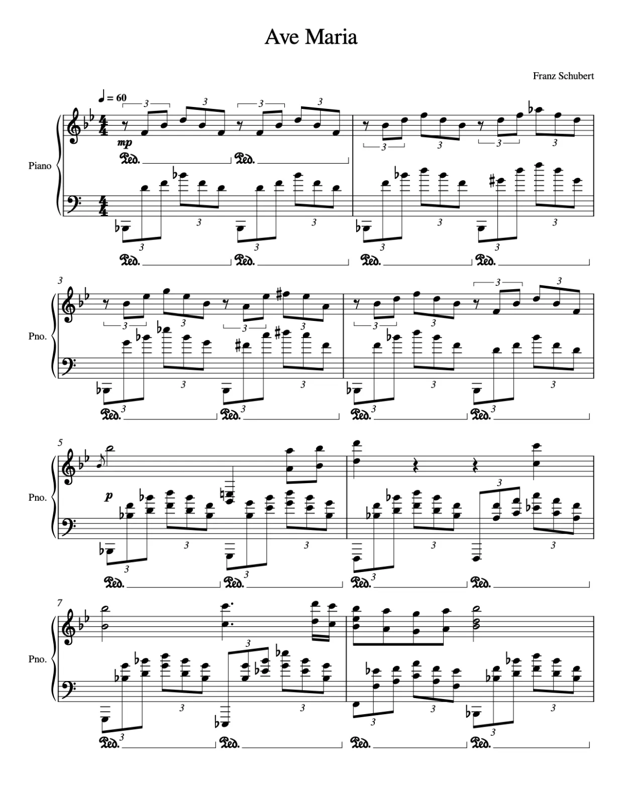 Sheet music page 1 Ave Maria - Advanced Version