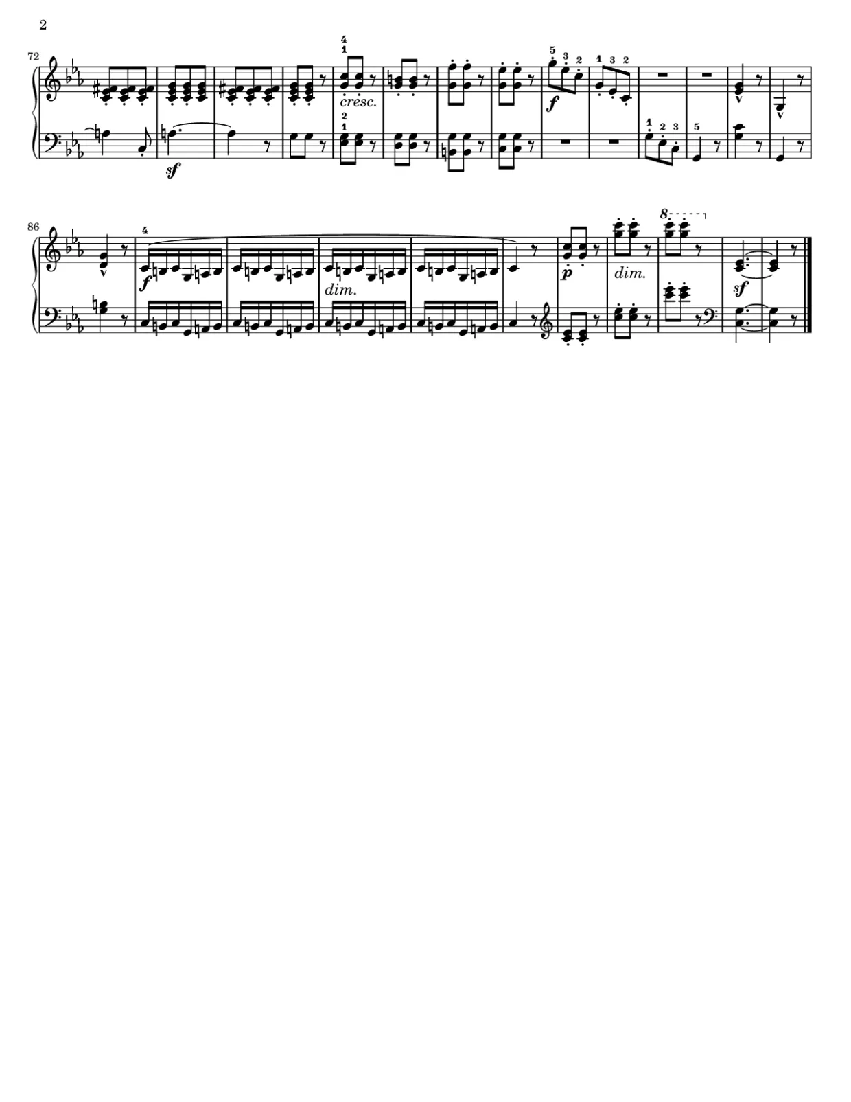 Sheet music page 2, Ballade (Burgmüller) - Intermediate Version