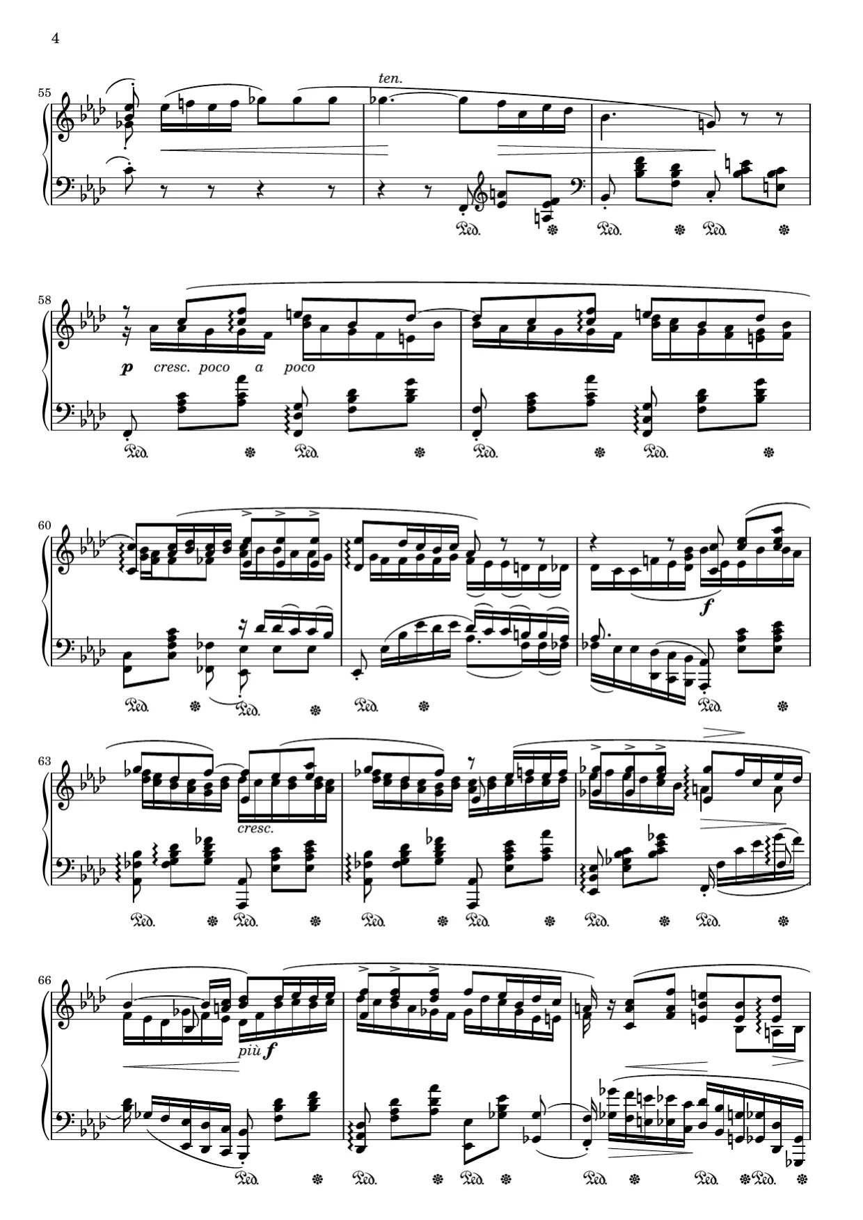 Notenseite 4, Ballade Nr. 4 (op. 52) - Fortgeschrittene Version