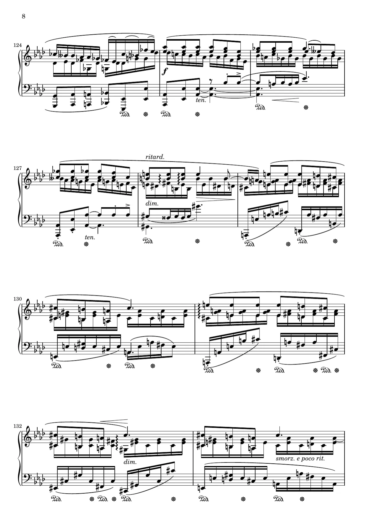Notenseite 8, Ballade Nr. 4 (op. 52) - Fortgeschrittene Version