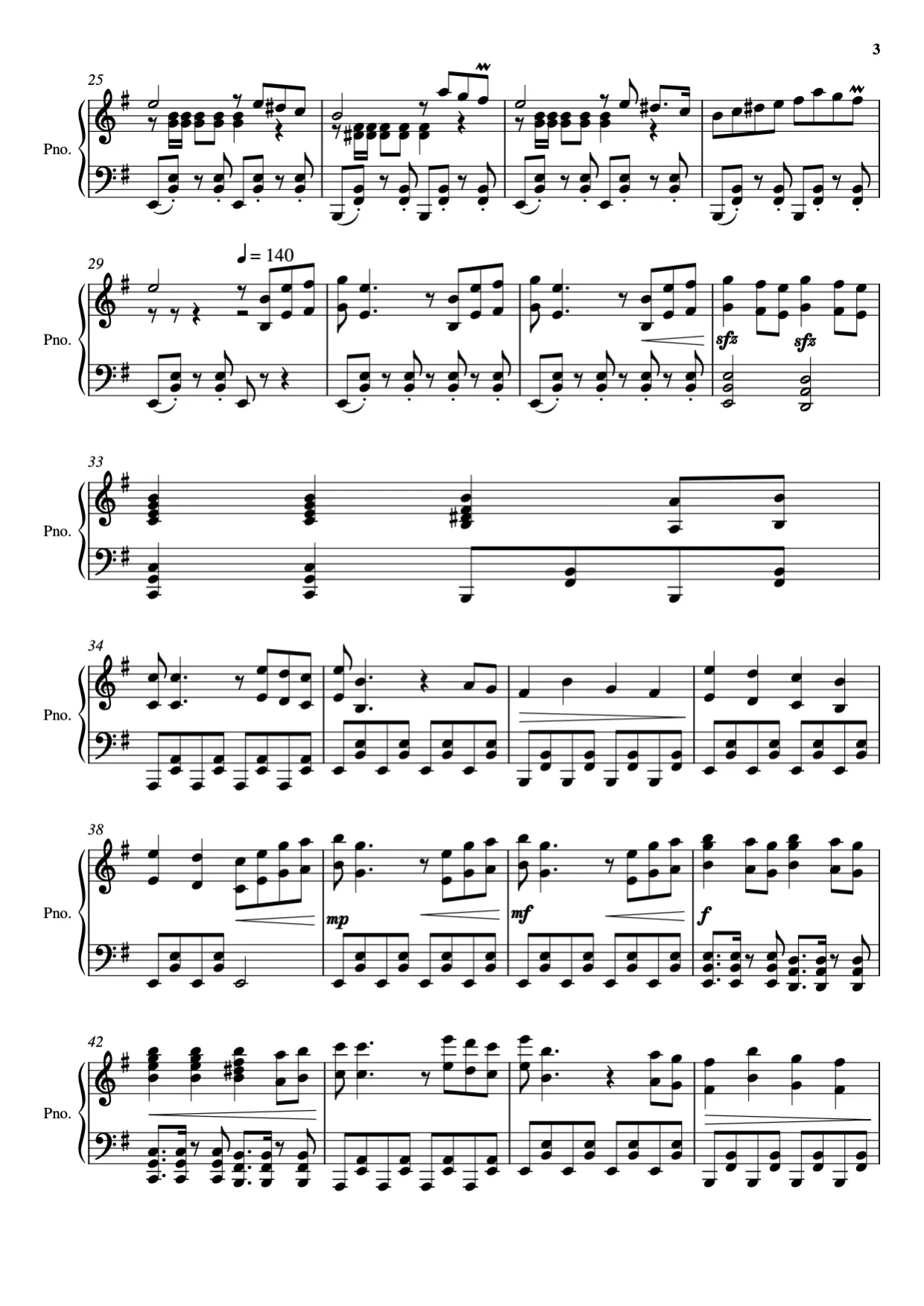 Sheet music page 3, Bella Ciao - Advanced Version