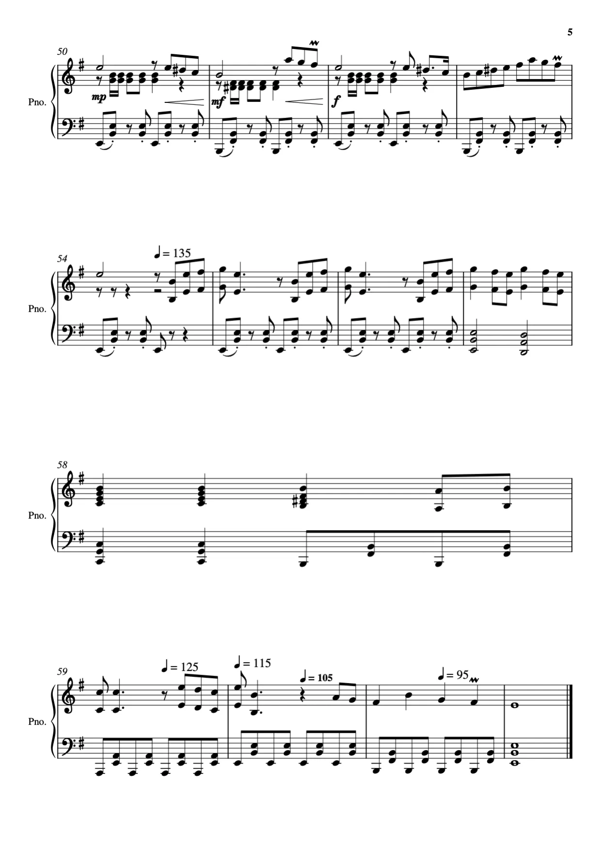 Sheet music page 5, Bella Ciao - Advanced Version