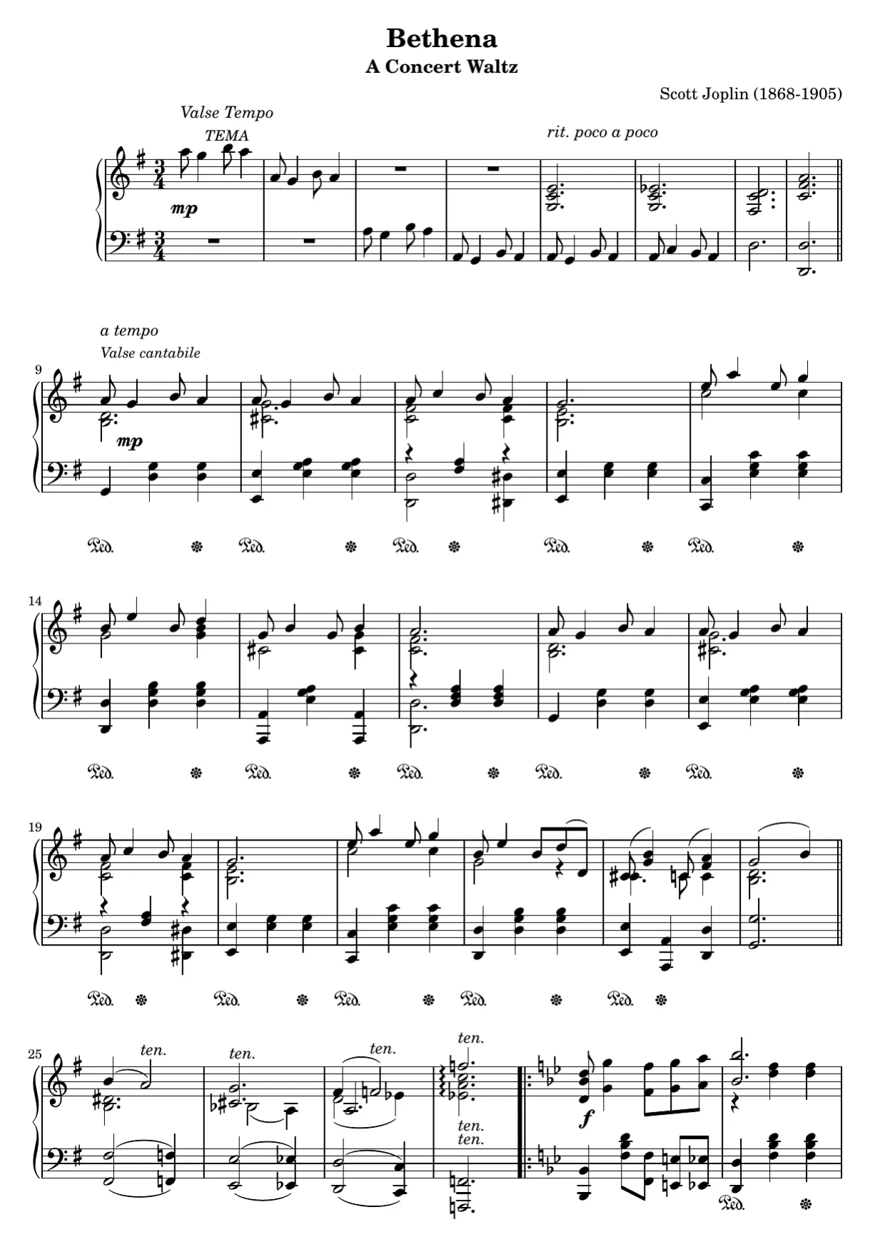 Sheet music page 1, Bethena - Advanced Version
