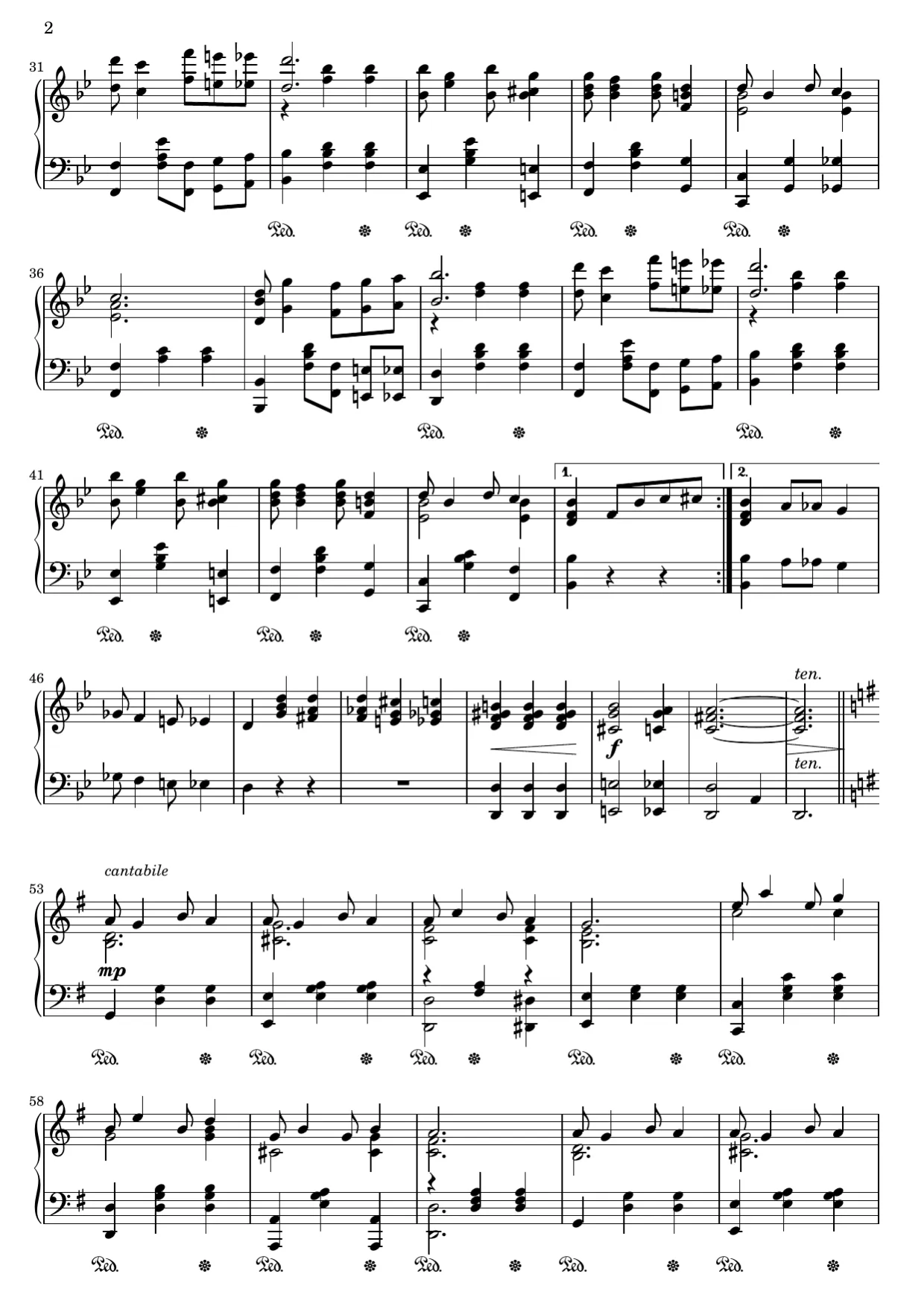 Sheet music page 2, Bethena - Advanced Version
