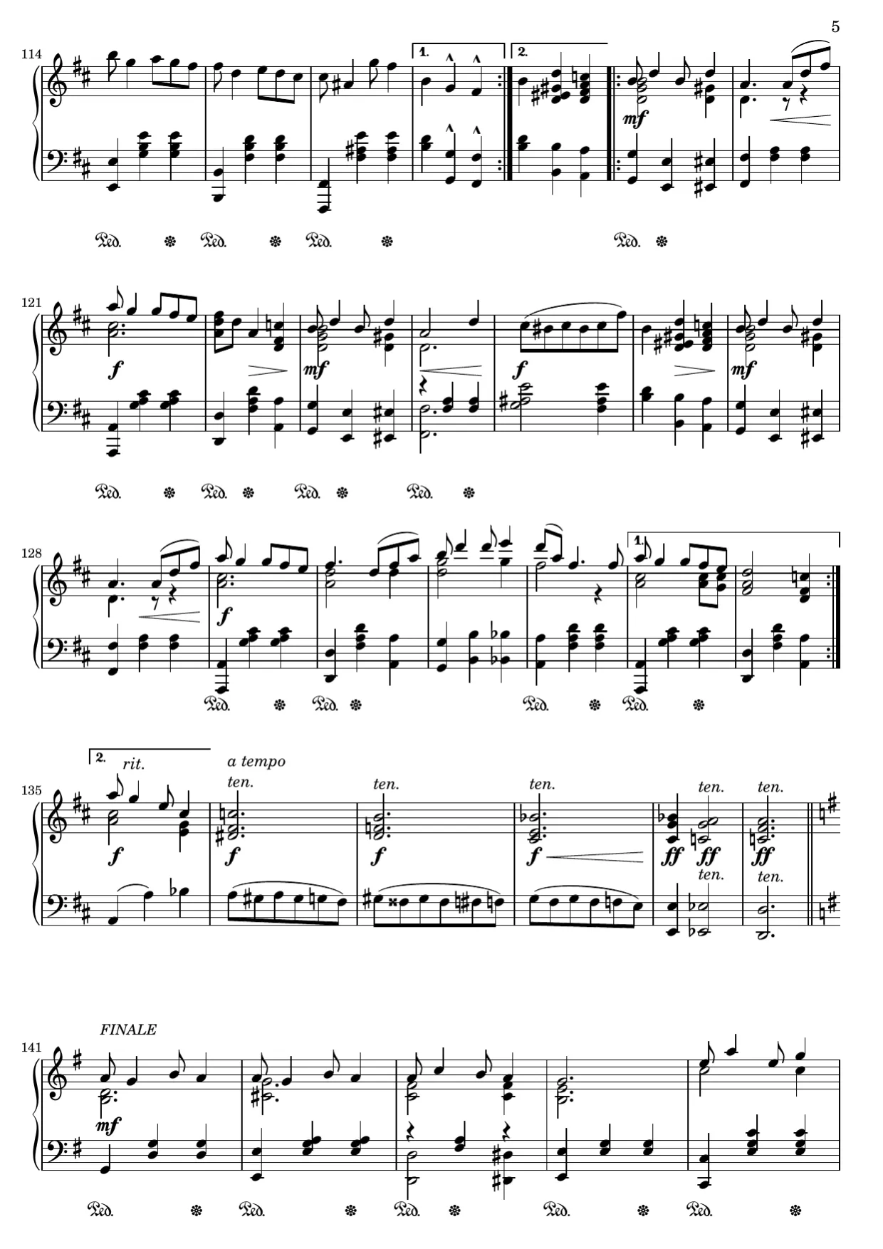 Sheet music page 5, Bethena - Advanced Version