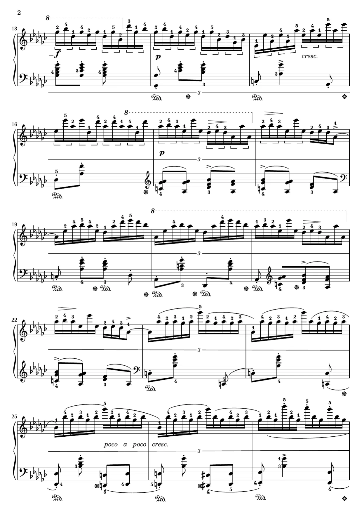 Sheet music page 2, Black Key Étude (Op. 10 No. 5) - Advanced Version