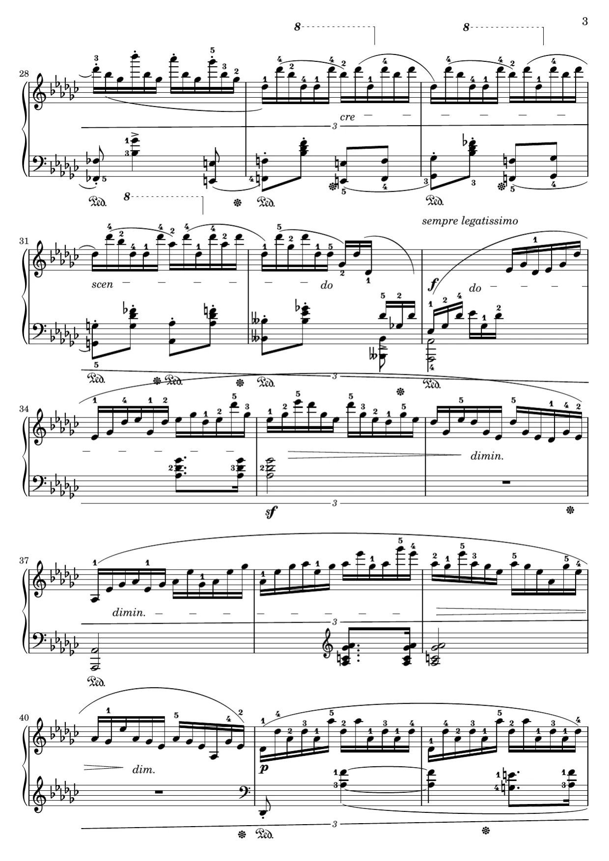 Sheet music page 3, Black Key Étude (Op. 10 No. 5) - Advanced Version