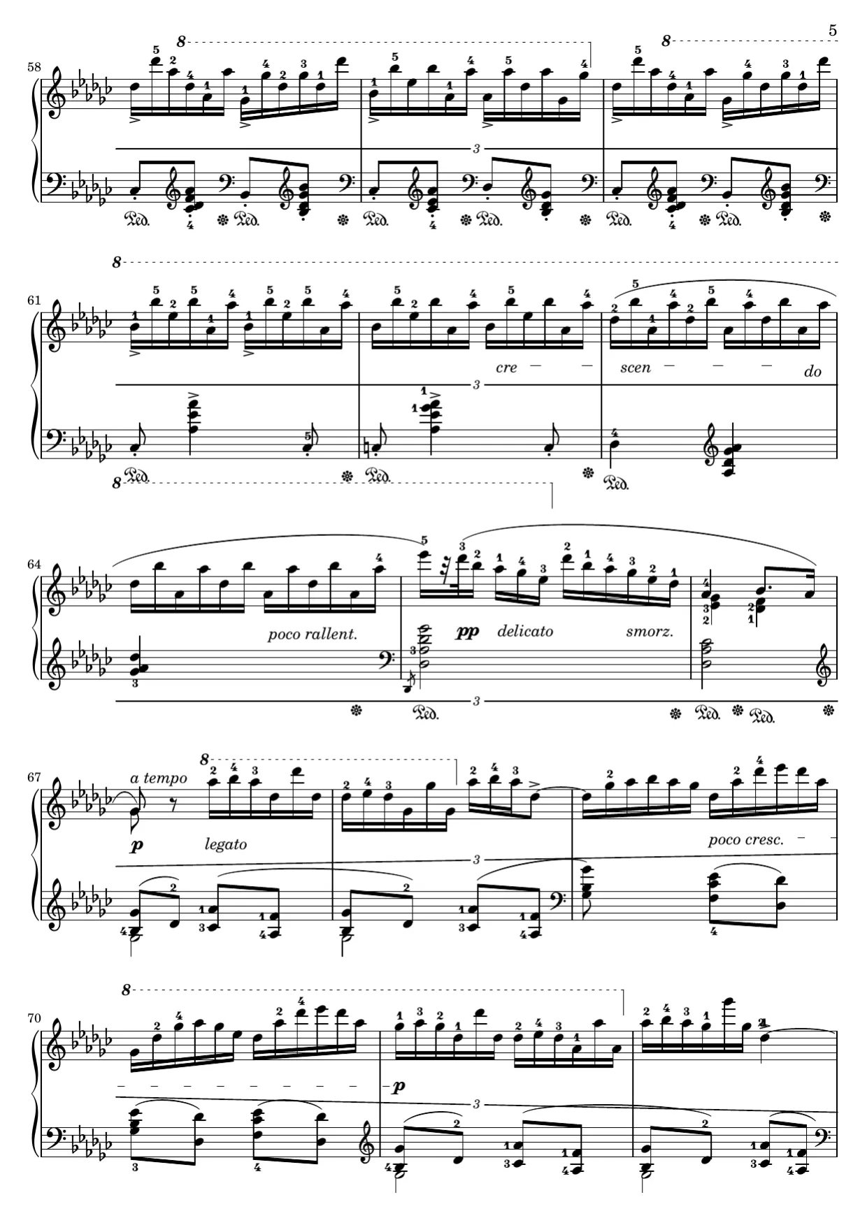 Sheet music page 5, Black Key Étude (Op. 10 No. 5) - Advanced Version