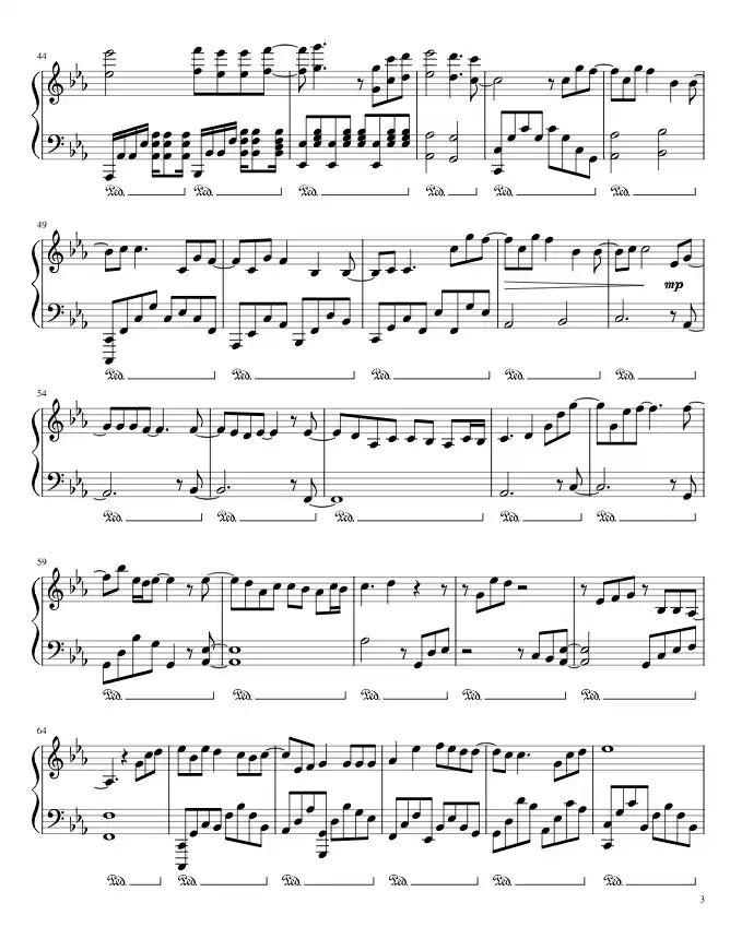 Sheet music page 3 Blue Bird - Advanced Version