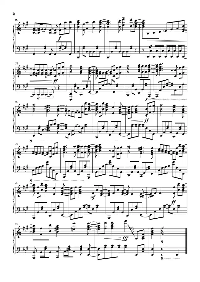 Sheet music page 2 Blue Bird - Intermediate Version