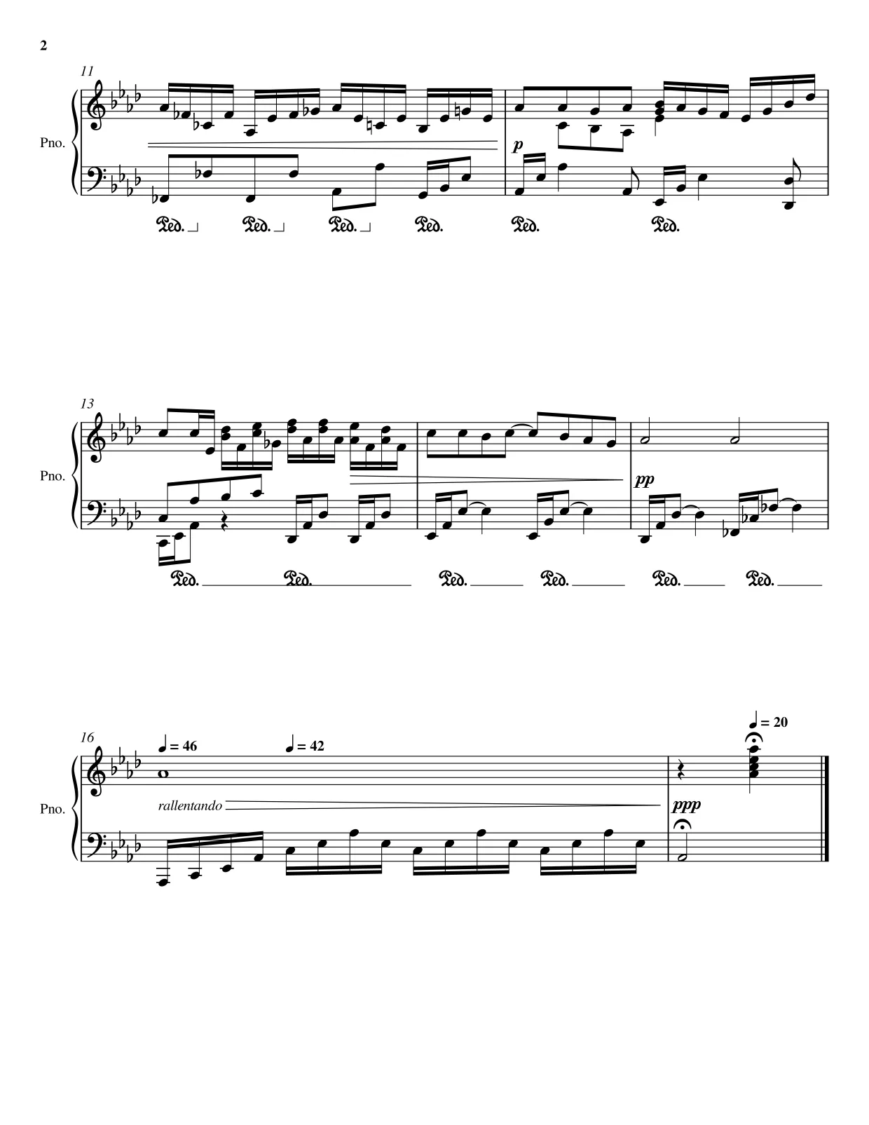 Sheet music page 2 Brahms' Lullaby (Wiegenlied) - Advanced Version