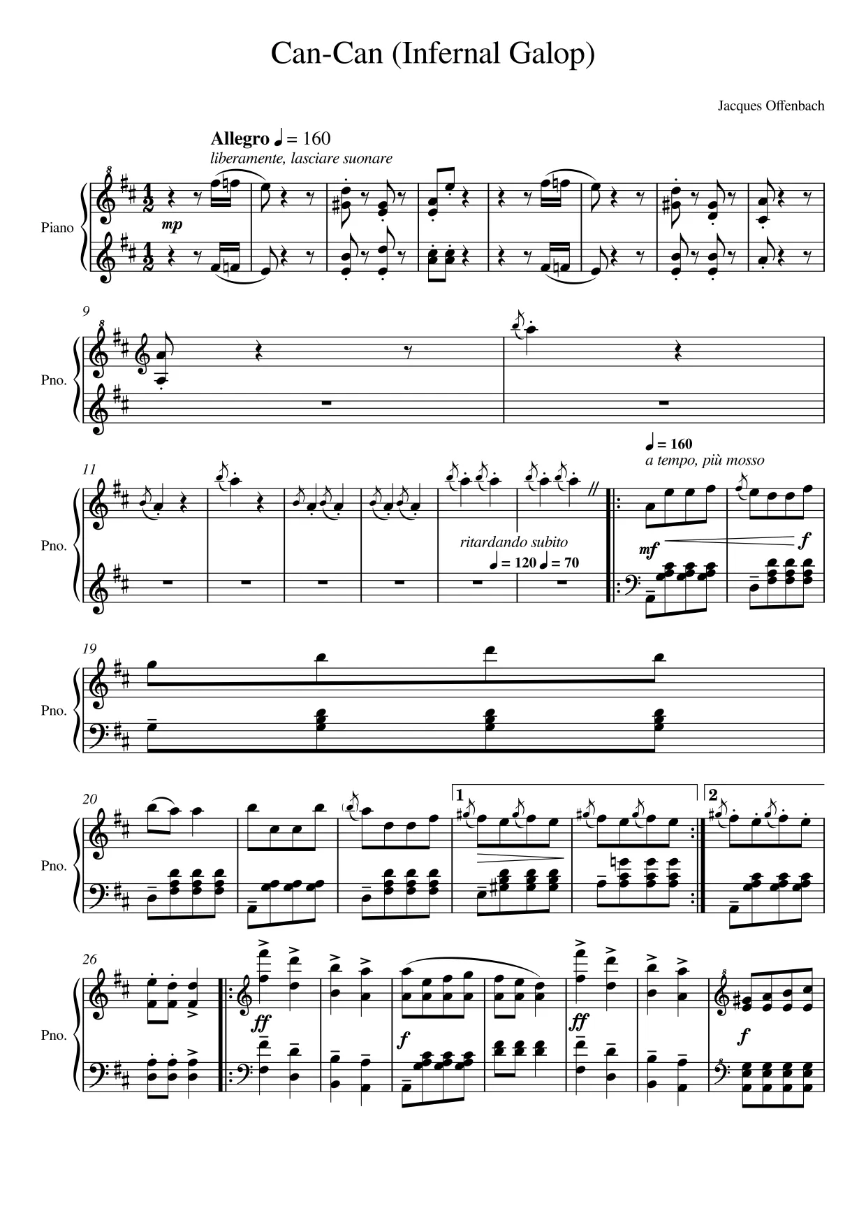 Sheet music page 1 Can-Can (Infernal Galop) - Advanced Version