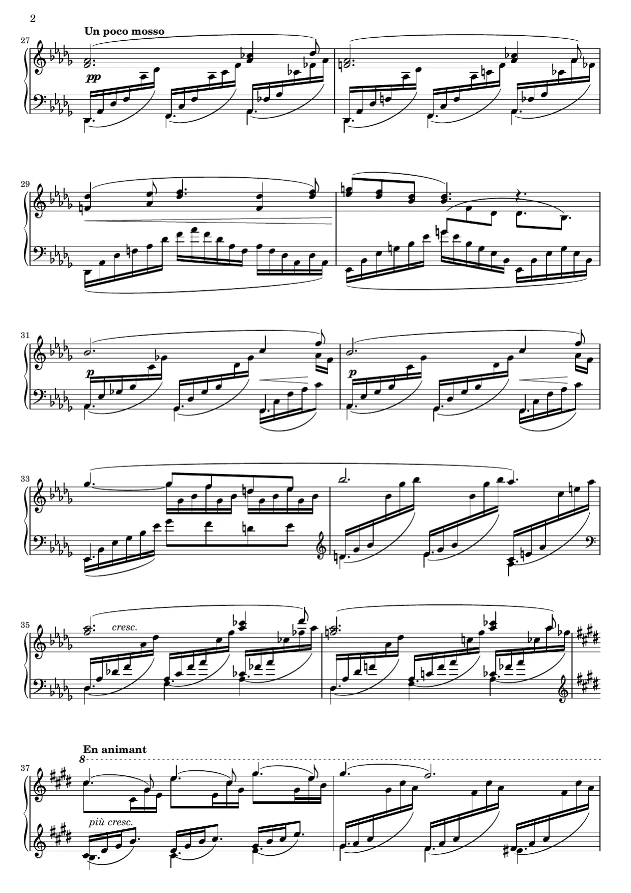 Sheet music page 2, Clair de Lune - Advanced Version