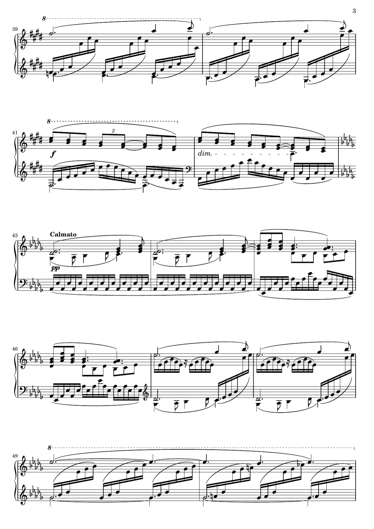 Sheet music page 3, Clair de Lune - Advanced Version