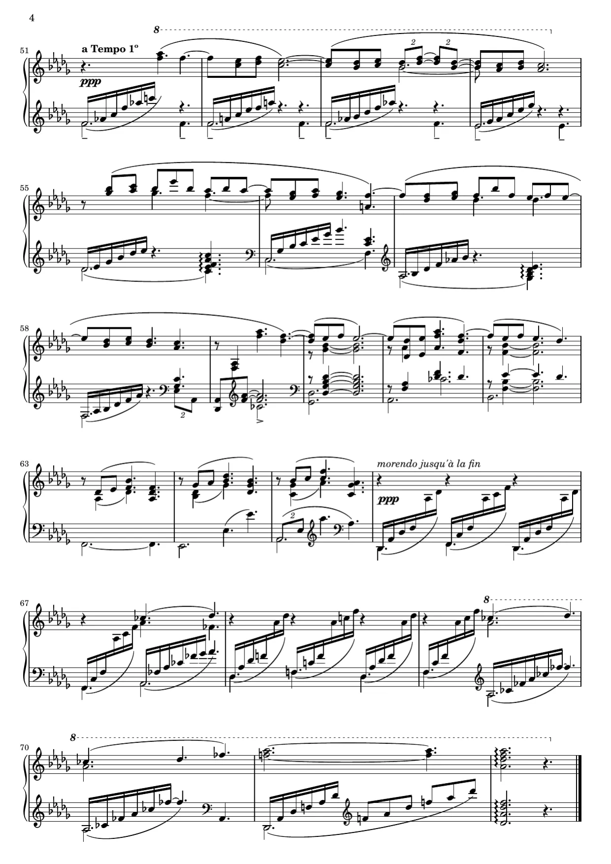 Sheet music page 4, Clair de Lune - Advanced Version