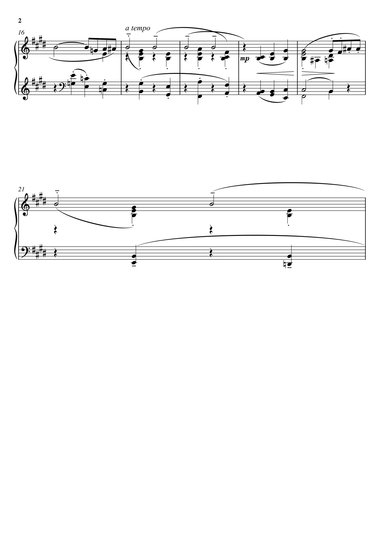 Sheet music page 2 Consolation No. 3 - Beginner Version
