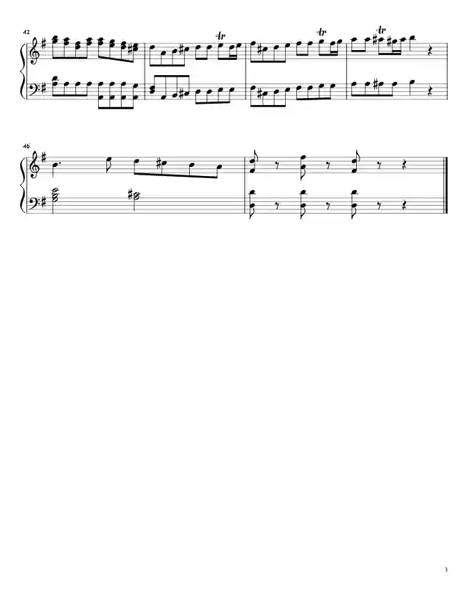 Sheet music page 3 Eine kleine Nachtmusik, K.525 - Intermediate Version