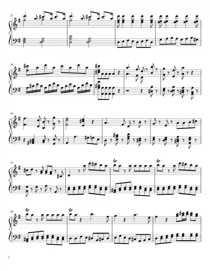 Sheet music page 2 Eine kleine Nachtmusik, K.525 - Intermediate Version