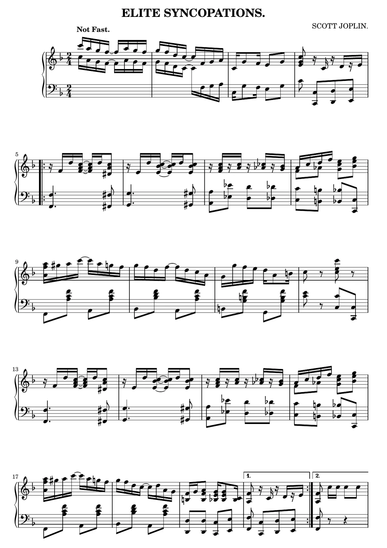 Sheet music page 1, Elite Syncopations - Advanced Version