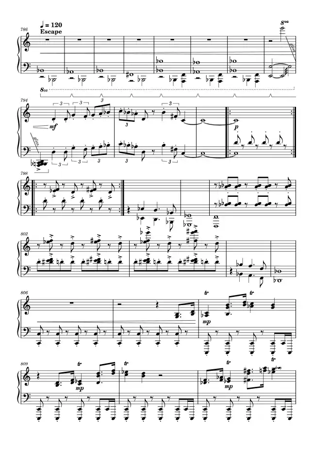 Sheet music page 1 Escape - Intermediate Version
