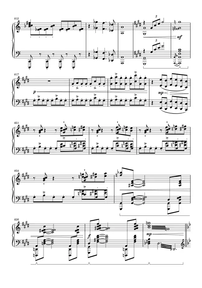 Sheet music page 2 Escape - Intermediate Version