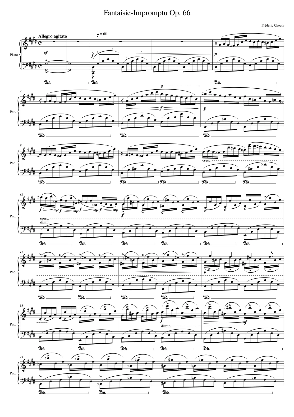Sheet music page 1 Fantaisie-Impromptu - Advanced Version