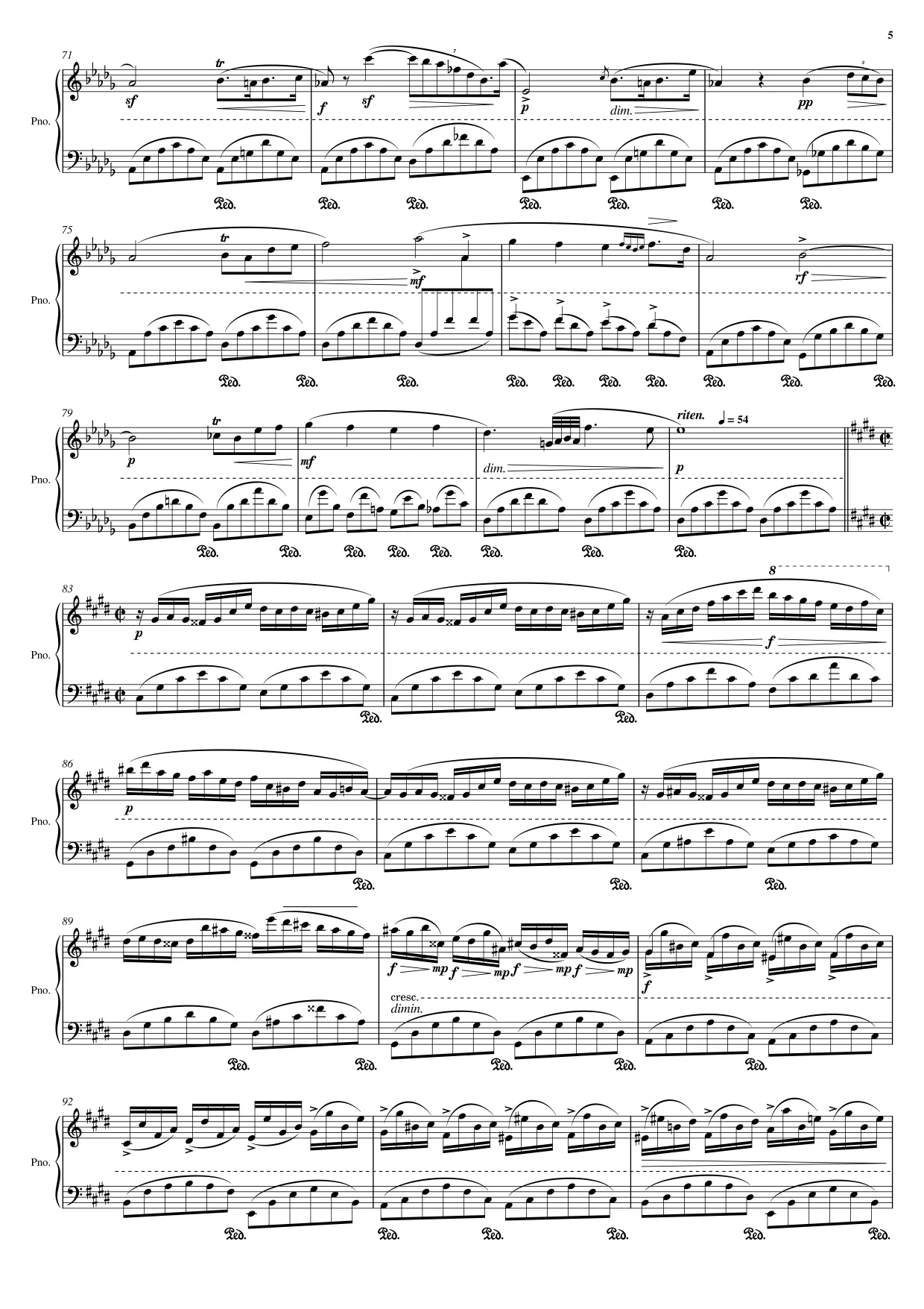 Sheet music page 5 Fantaisie-Impromptu - Advanced Version