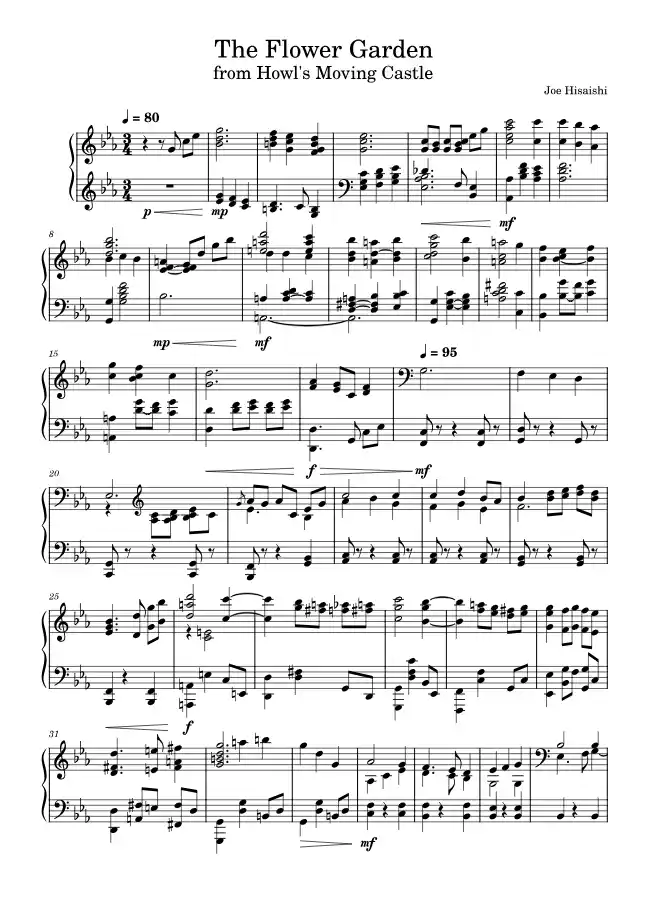Sheet music page 1 The Flower Garden - Intermediate Version