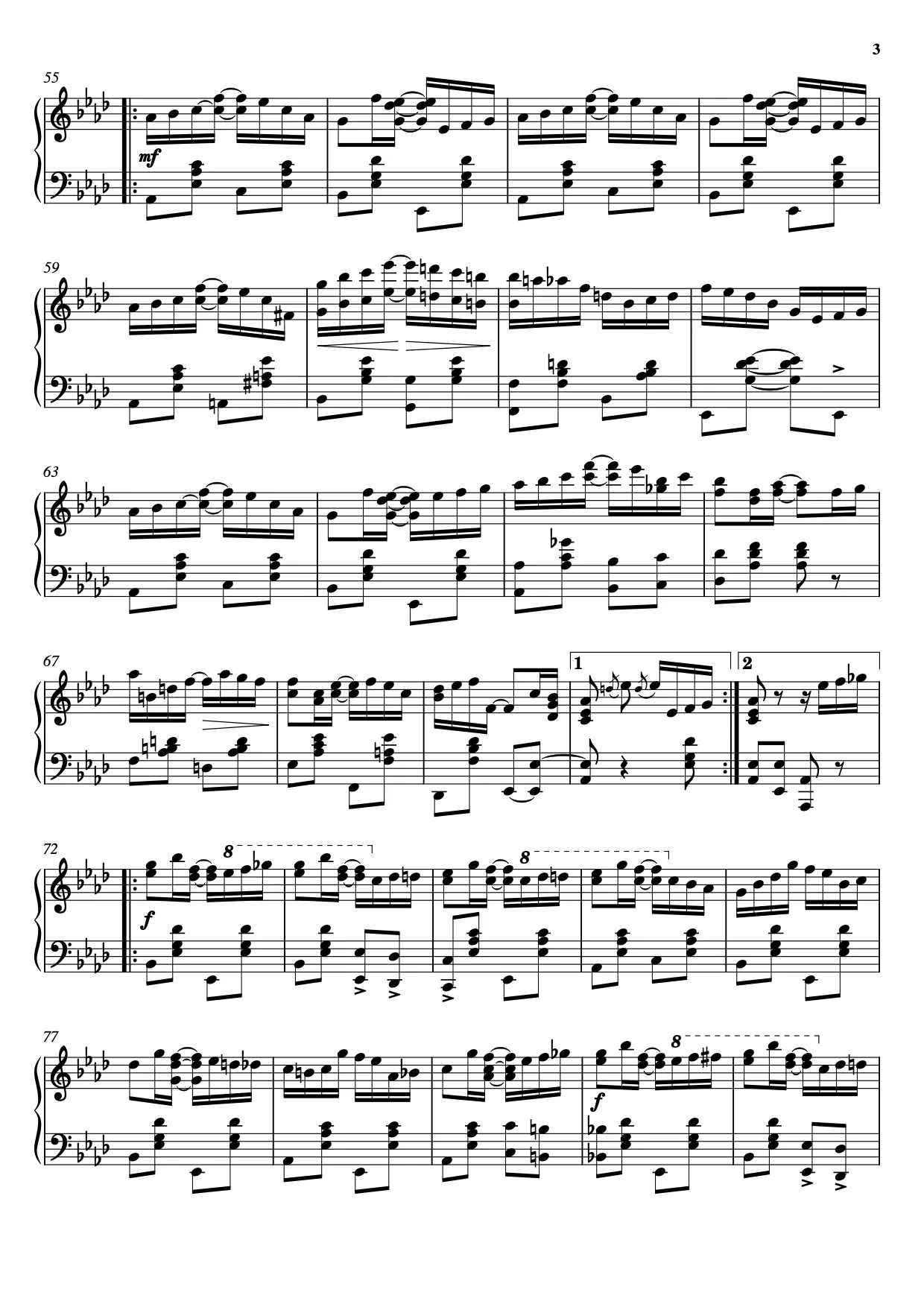 Sheet music page 3, Frog Legs Rag - Advanced Version