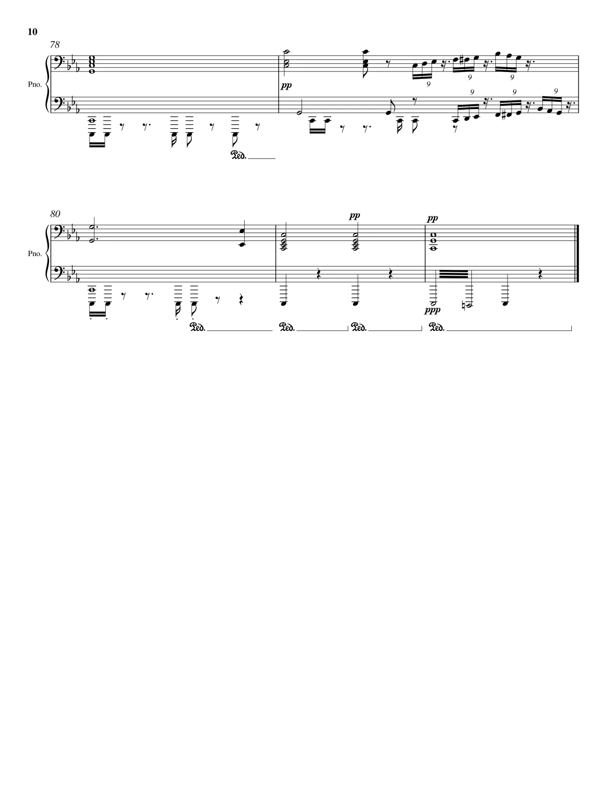 Notenseite 10 Trauermarsch (Sonate Nr. 2) - Fortgeschrittene Version