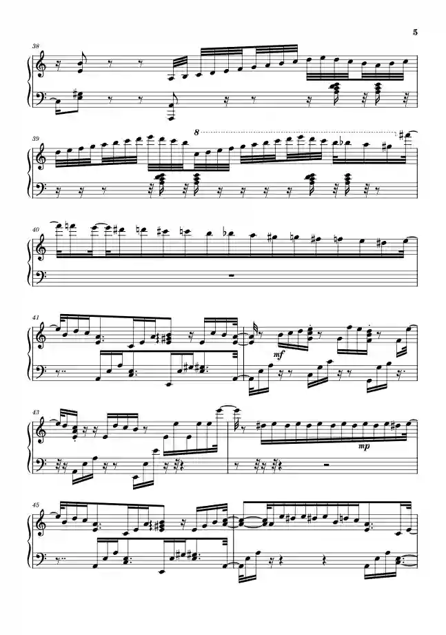 Sheet music page 5 Für Elise, WoO 59 - Advanced Version