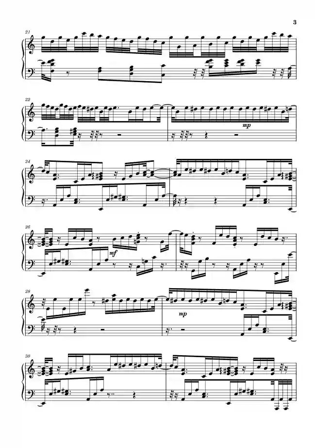 Sheet music page 3 Für Elise, WoO 59 - Advanced Version