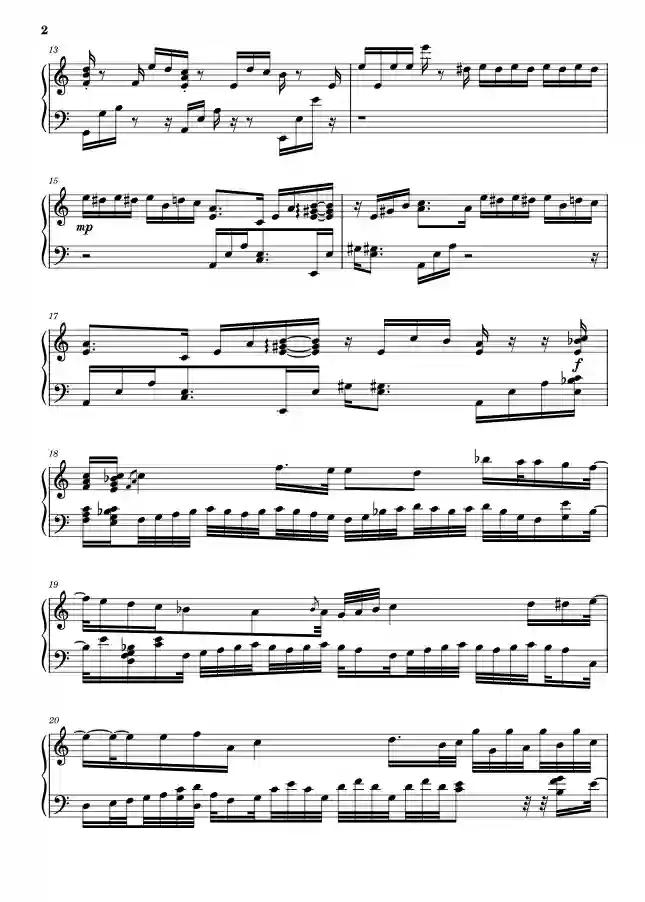 Sheet music page 2 Für Elise, WoO 59 - Advanced Version
