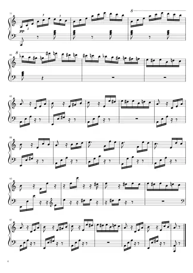 Sheet music page 4 Für Elise, WoO 59 - Intermediate Version