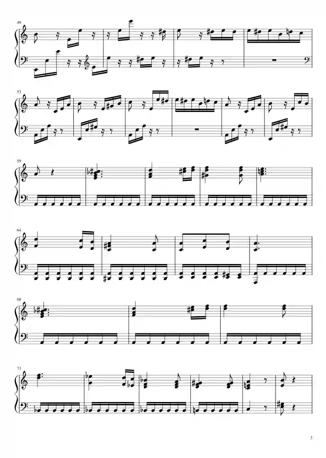 Sheet music page 3 Für Elise, WoO 59 - Intermediate Version